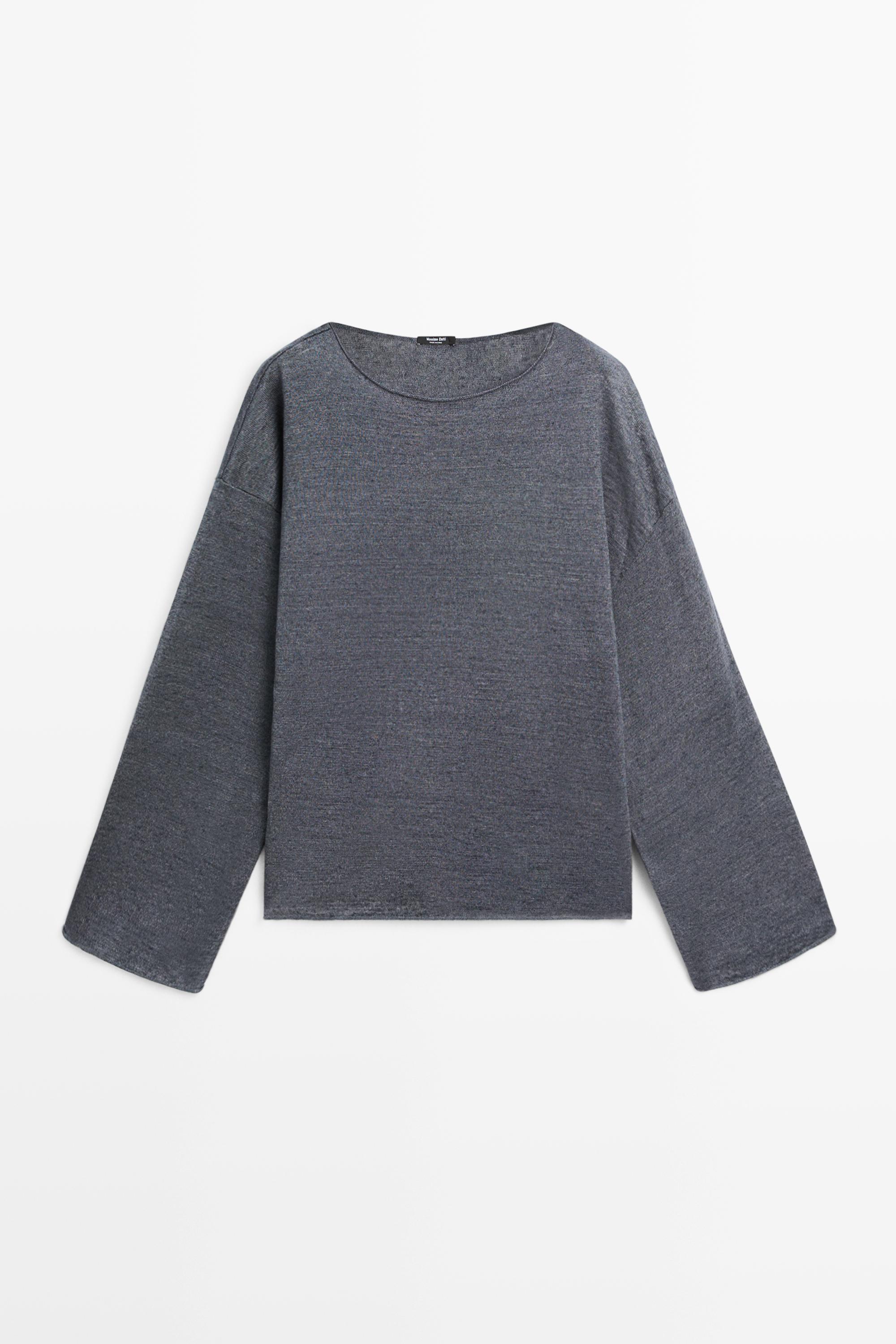 100% linen knit boat neck sweater